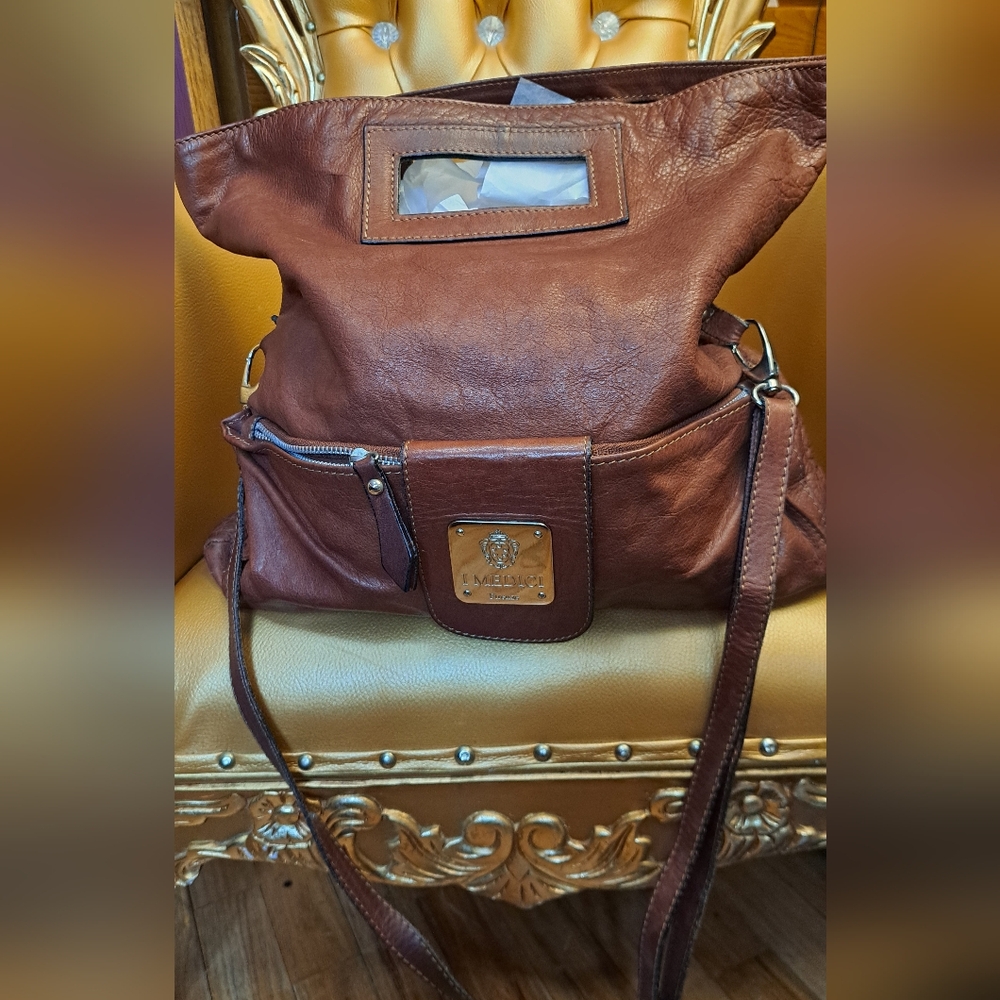 I Medici By Firenze Soft Brown Large Leather Women's HandBag, Shoulder Bag. - Picture 3 of 9